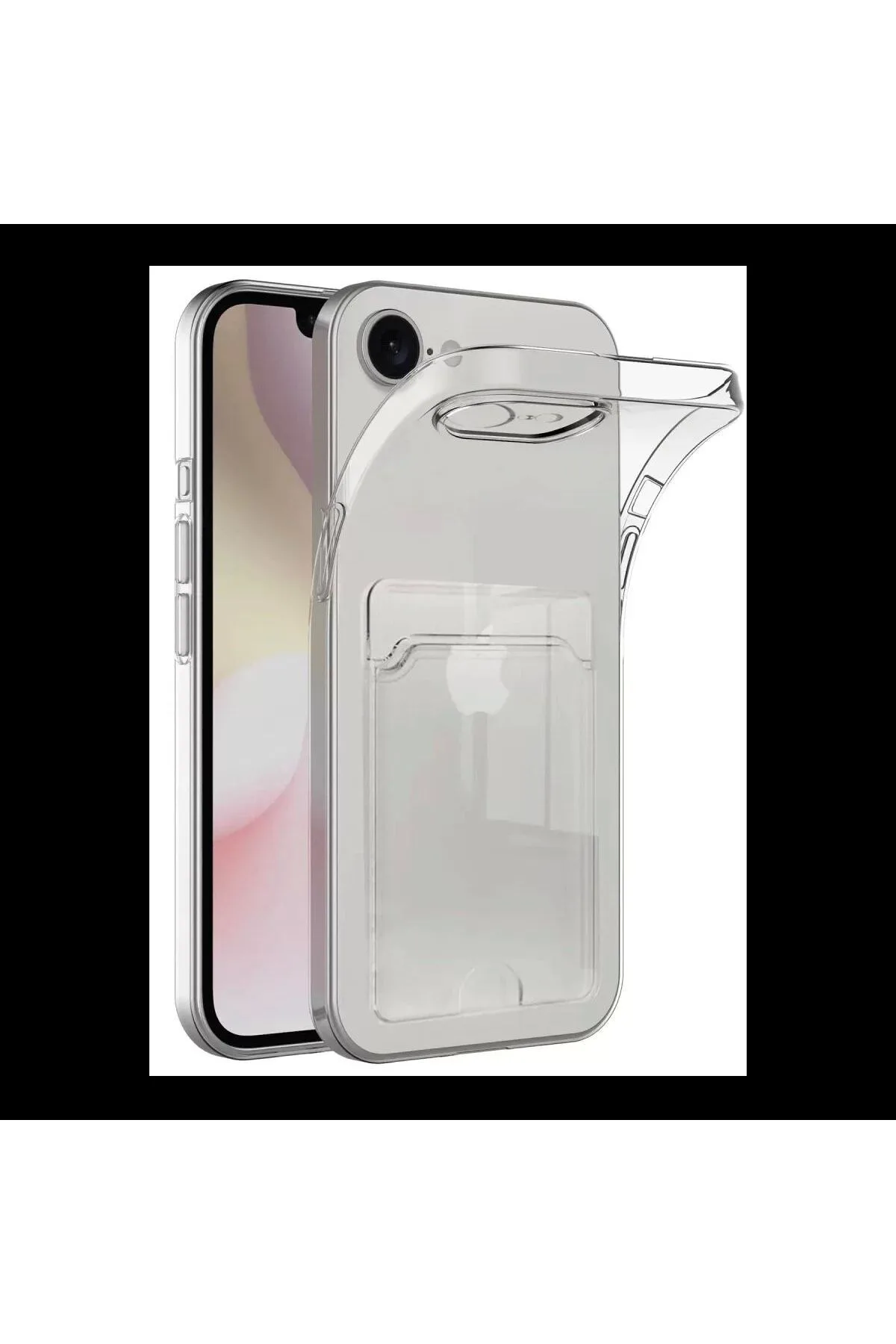 Newface Apple iPhone 16E Kılıf Kart Şeffaf Silikon - Şeffaf