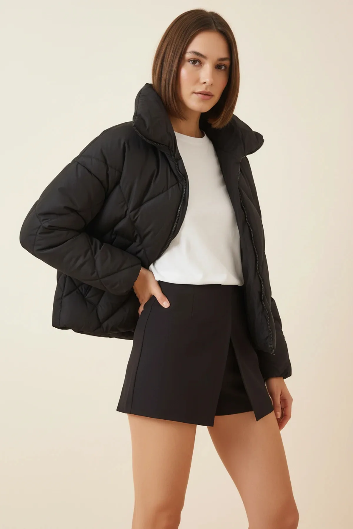 Kadın Oversize Siyah Mont