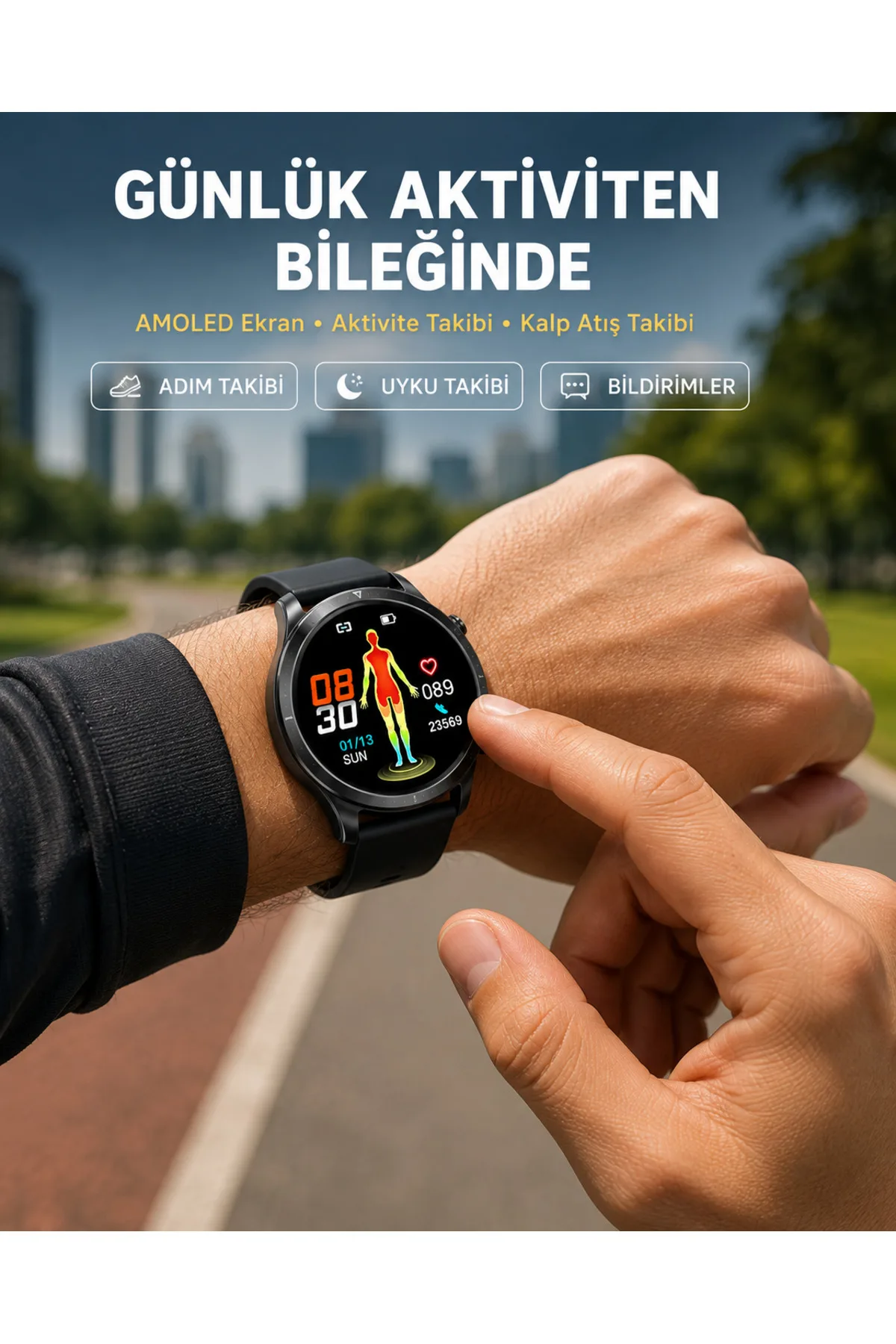 3 Kordonlu AMOLED Akıllı Saat – Sağlık Takipli