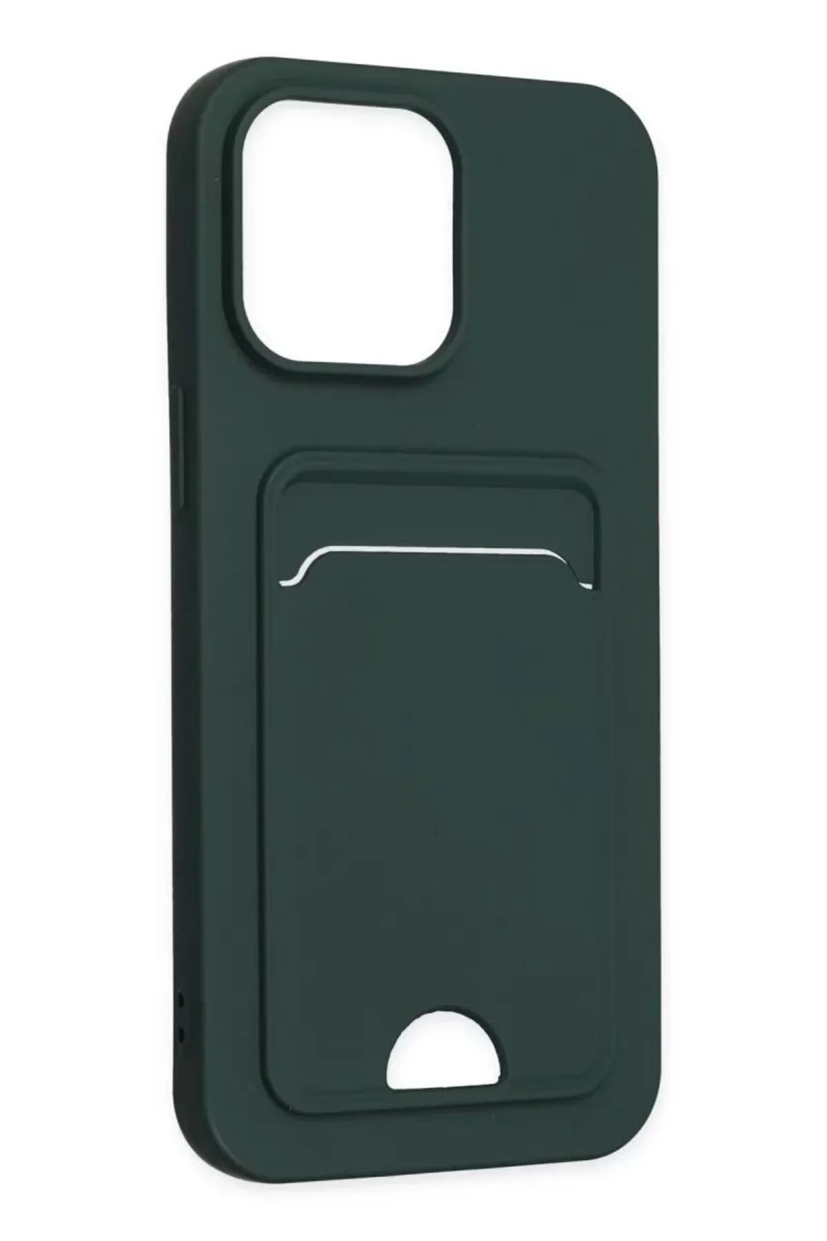 Newface Apple iPhone 14 Pro Kılıf Kelvin Kartvizitli Silikon - Koyu Yeşil