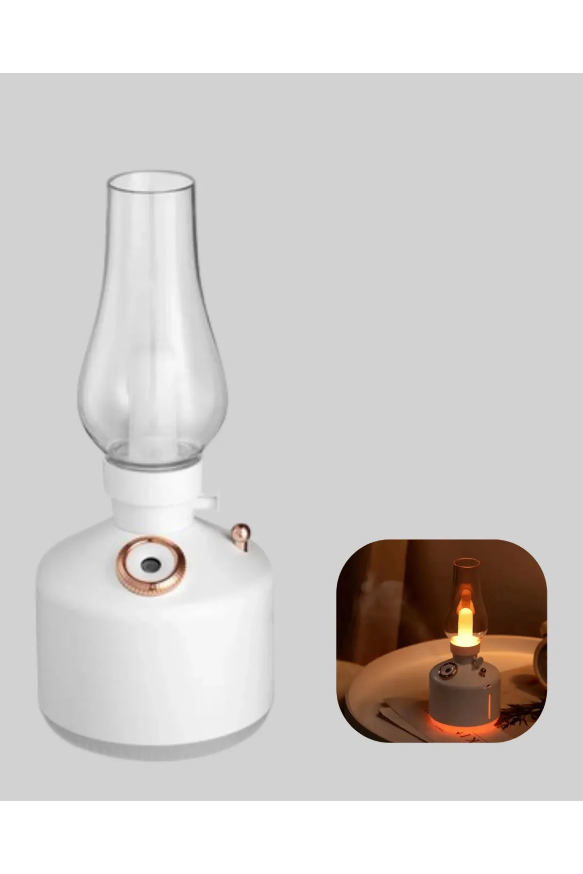 USB Şarjlı Retro Gaz Lambası Hava Nemlendirici Led Atmosfer Işıklı