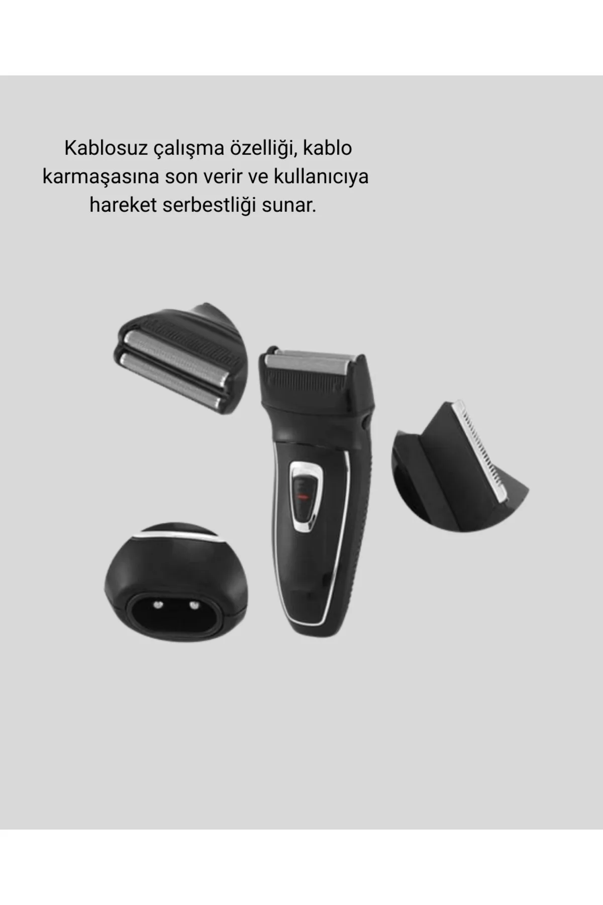 Şarjlı Kablosuz Tıraş Makinesi Çift Başlık Kuru Tıraş Ergonomik Taşınabilir