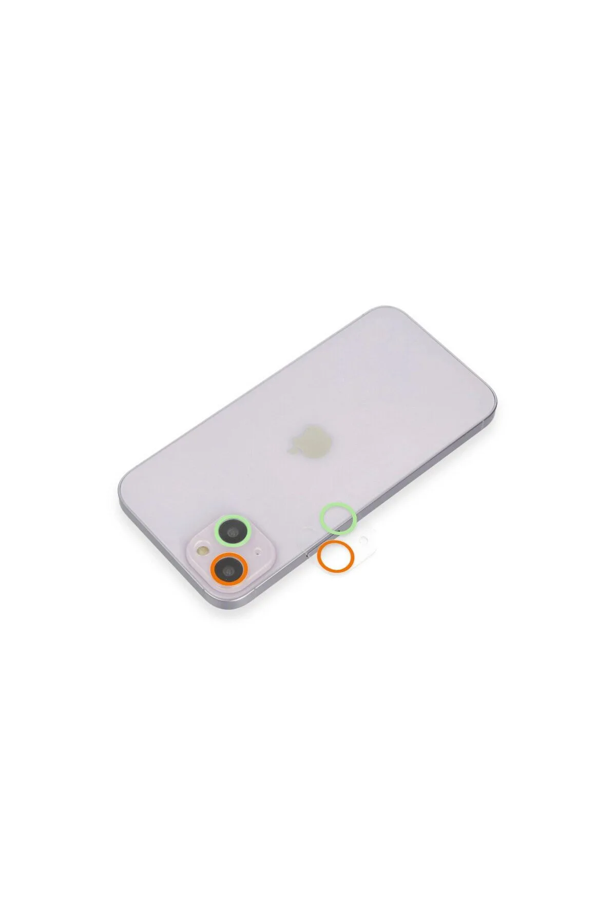 Apple İphone 13 Mini Renkli Kamera Lens Koruma Cam - Turuncu-yeşil