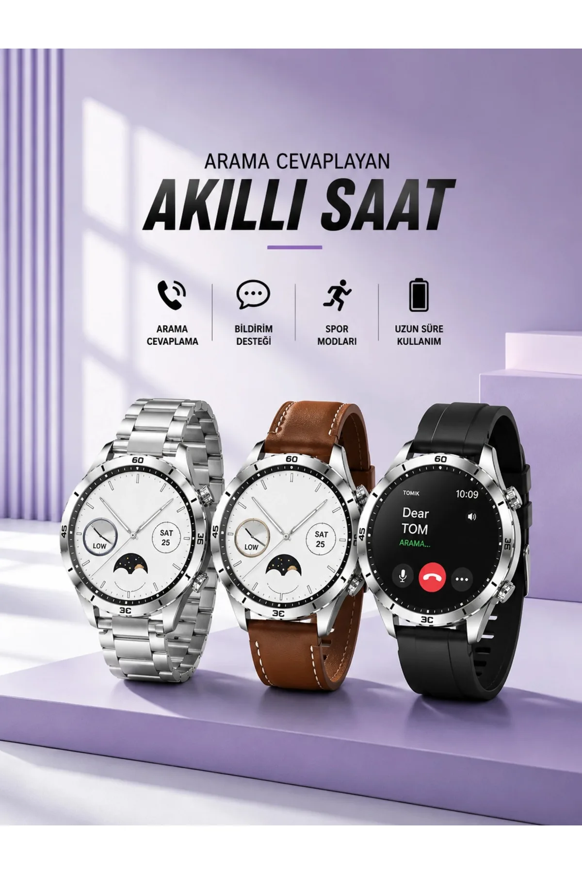 Akıllı Saat Bildirim Görme Sesli Görüşme Çoklu Kordon Gps Takibi
