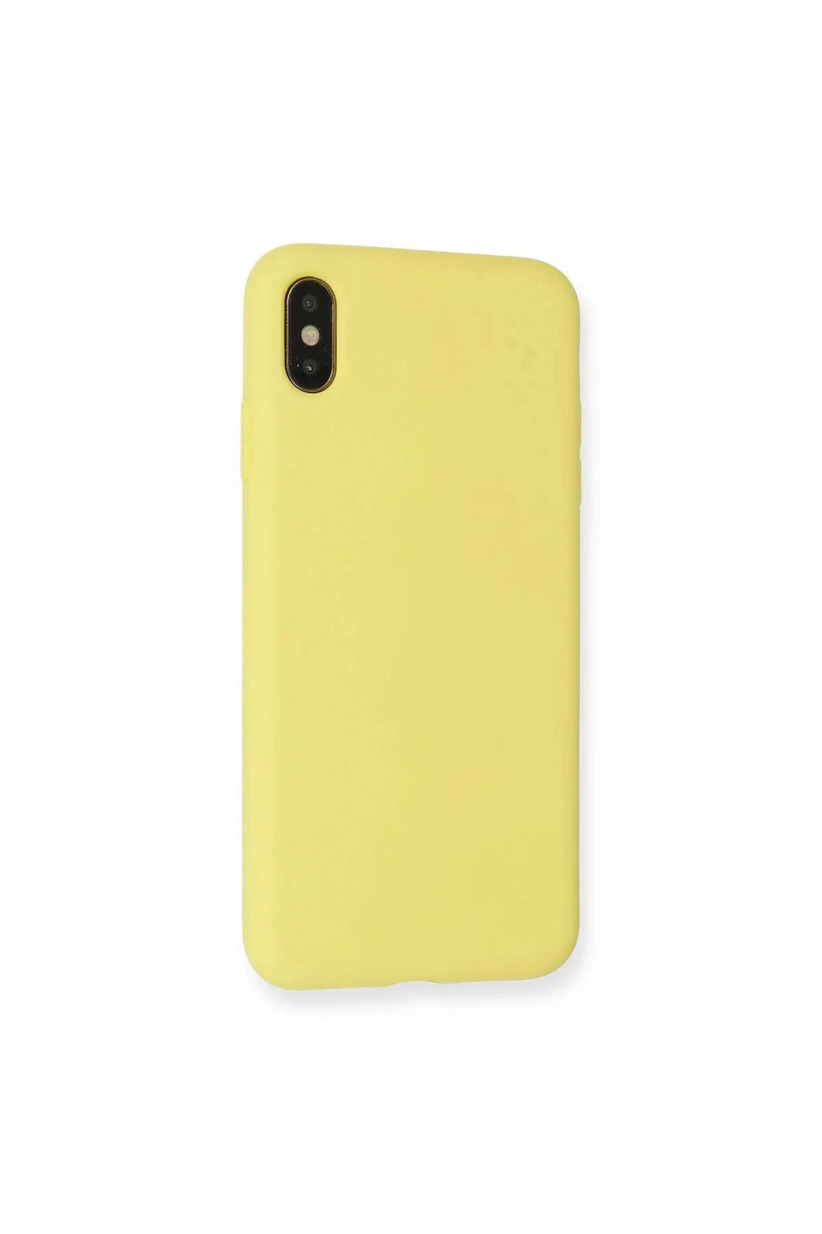 Newface Apple iPhone XS Max Kılıf Nano içi Kadife Silikon - Mat Sarı