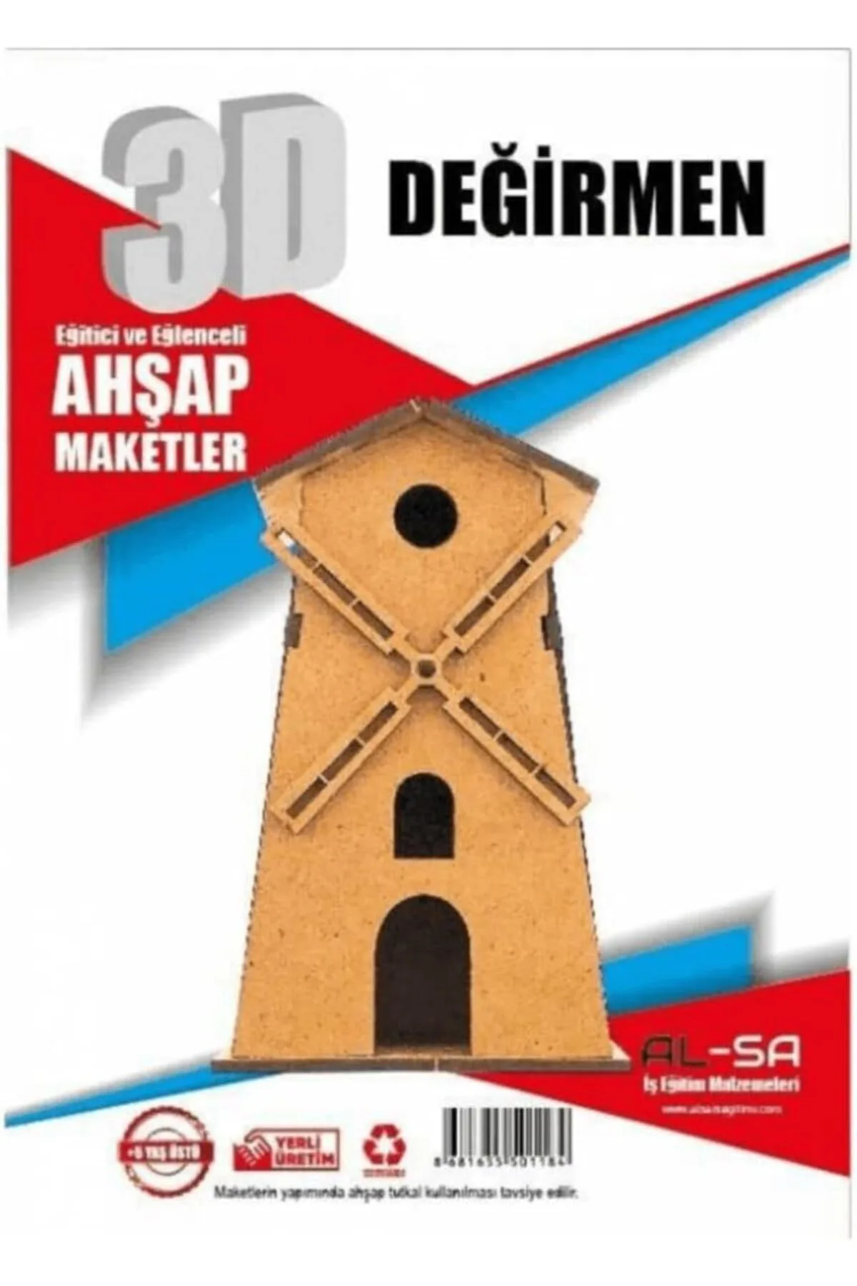 zkra shop Alsa 3D Ahşap Yap Boya Değirmen, 44567812373 1053162