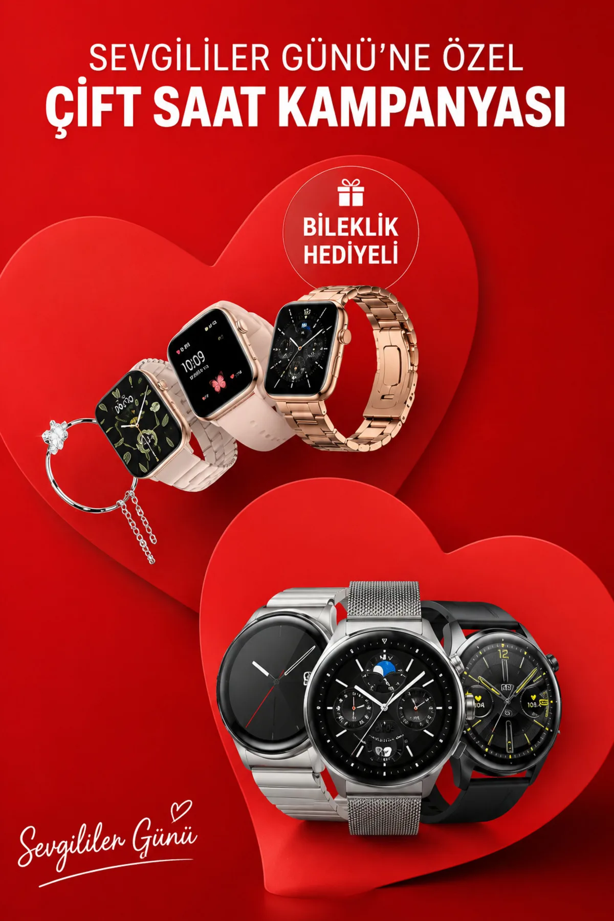 Sevgiliye Özel Yeni Nesil Akıllı Saat Çiftlere Özel Çift Saatleri - Lisinya