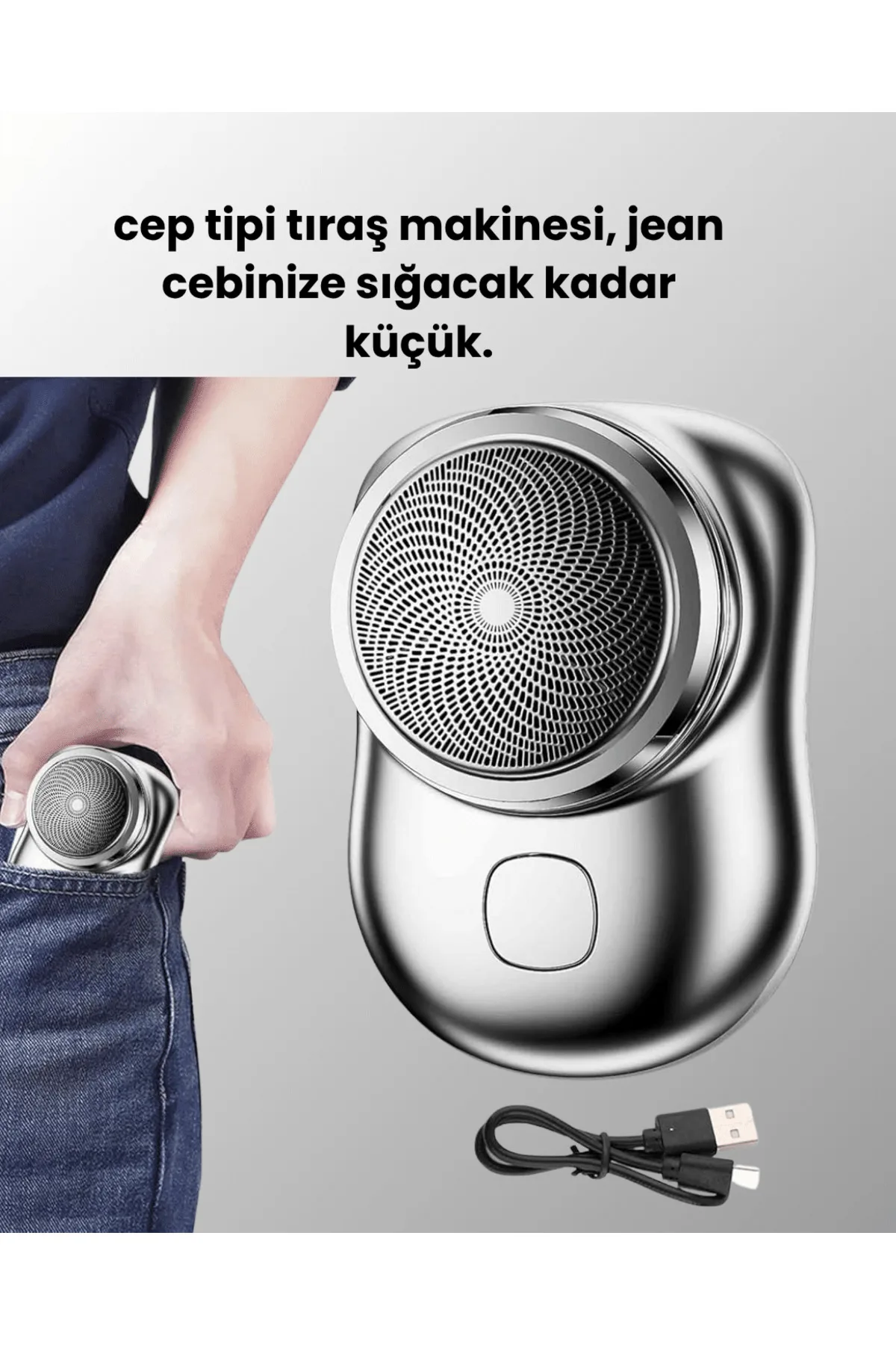 Mikro titreşim motorlu, düşük sesli, USB girişli tıraş makinesi