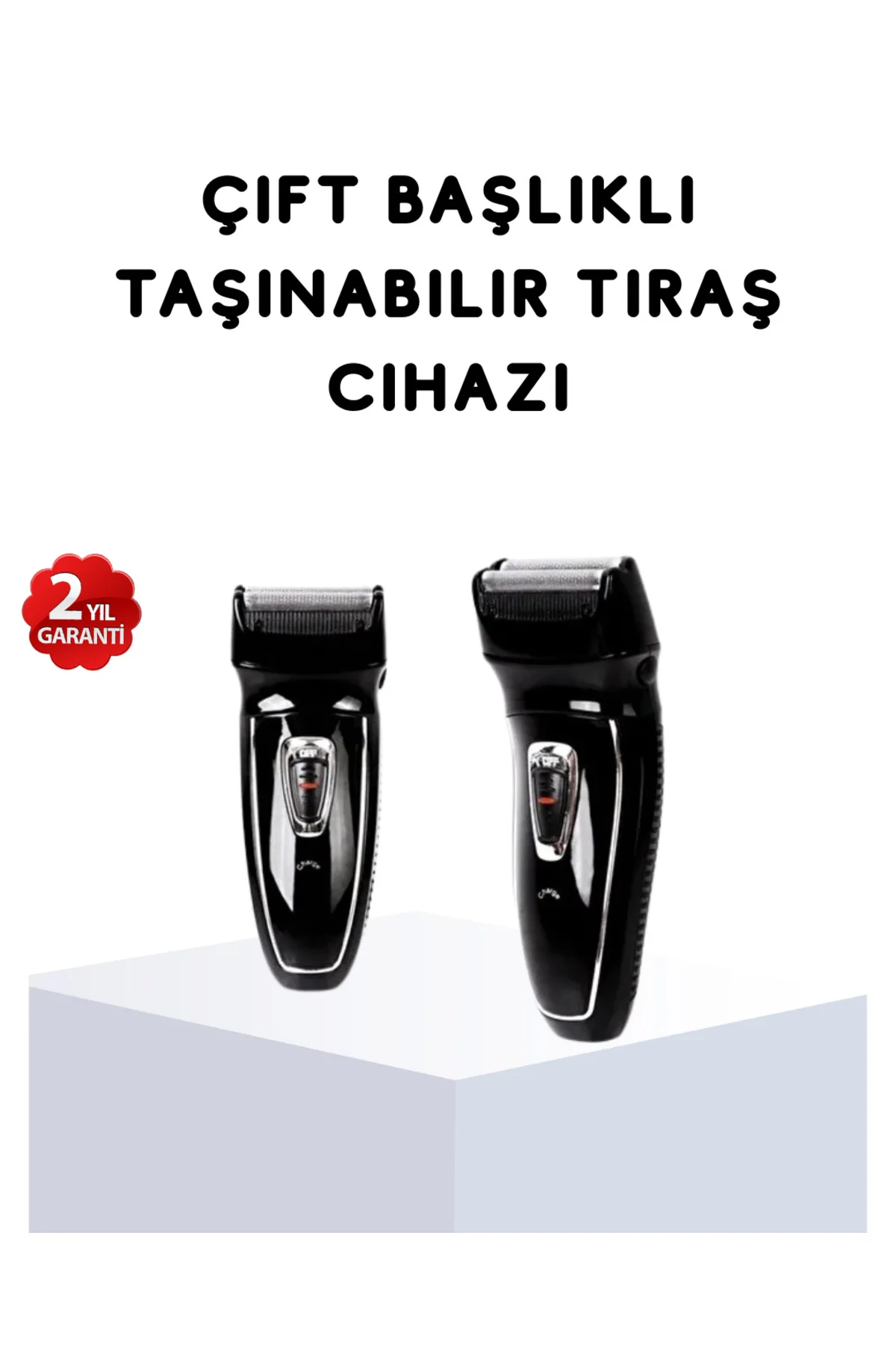 Kablosuz Tıraş Makinesi Çift Başlıklı Kuru Tıraş Folyo Başlık Şarj Göstergeli