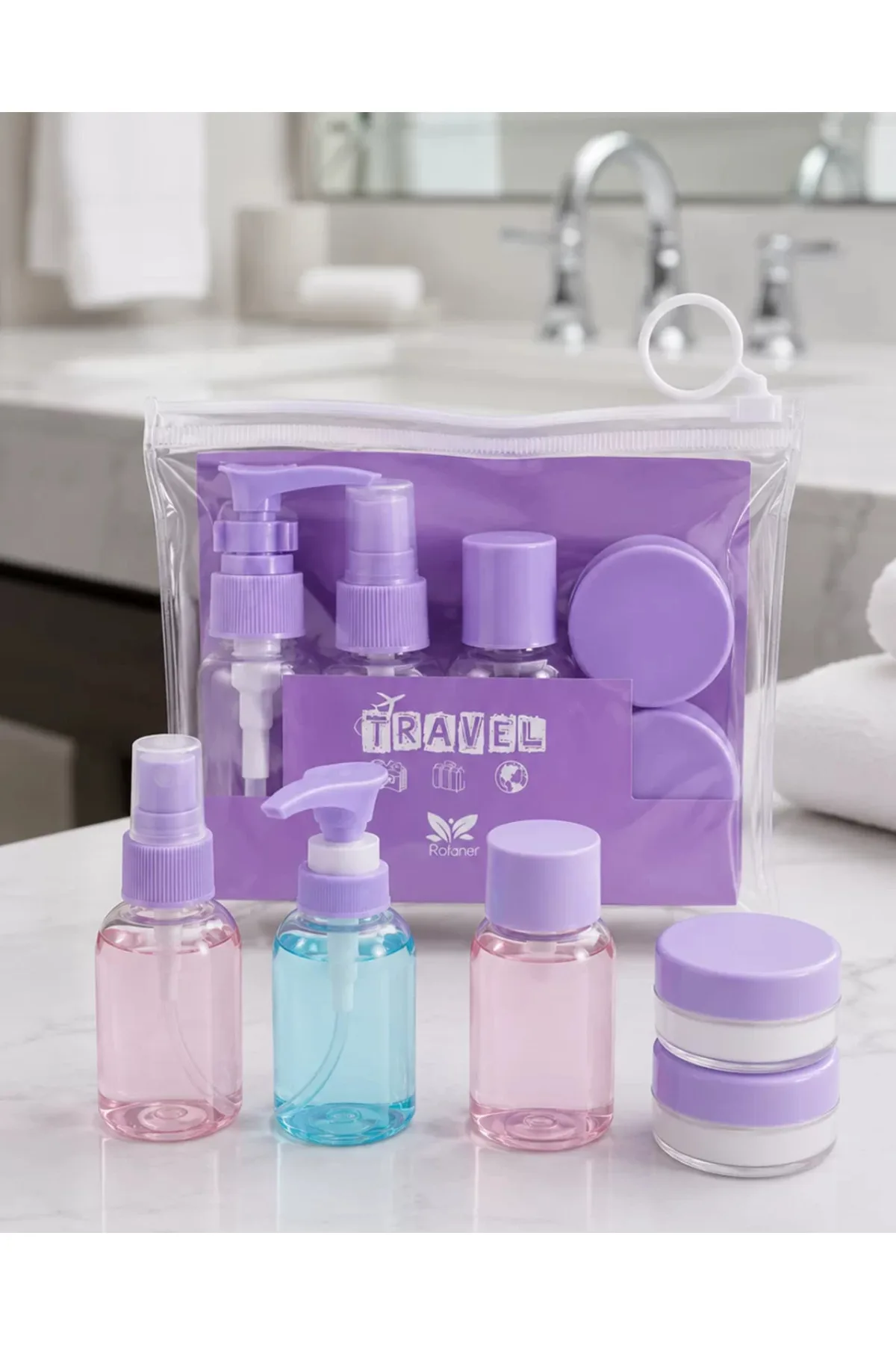 Şeffaf Seyahat Dolum Şişesi Seti 5 Parça Kozmetik Organizer