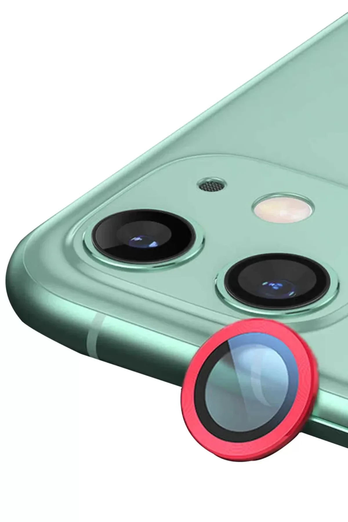 Newface Apple iPhone 11 Raze Metal Kamera Lens - Kırmızı