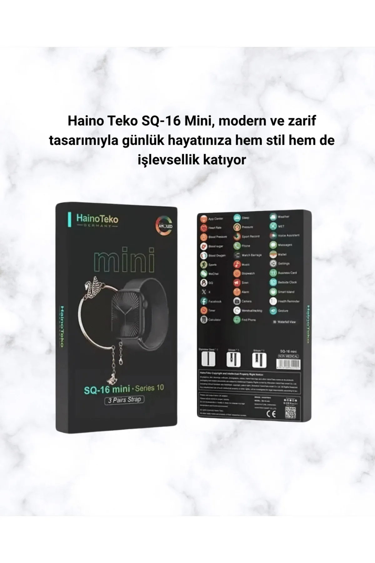 Mini Series 10 Akıllı Saat | 3 Kordon + Bileklik Hediyeli, Tüm Telefonlarla Uyumlu
