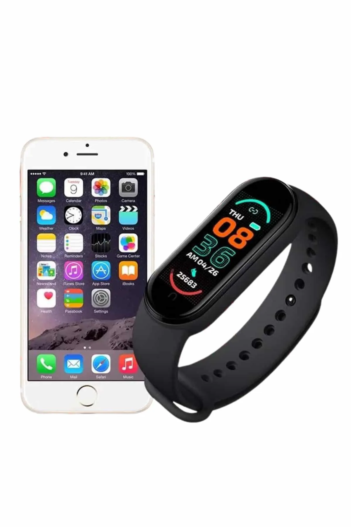 M6 Akıllı Bileklik Siyah Adımsayar Spor Takibi Android ve İOS Uyumlu