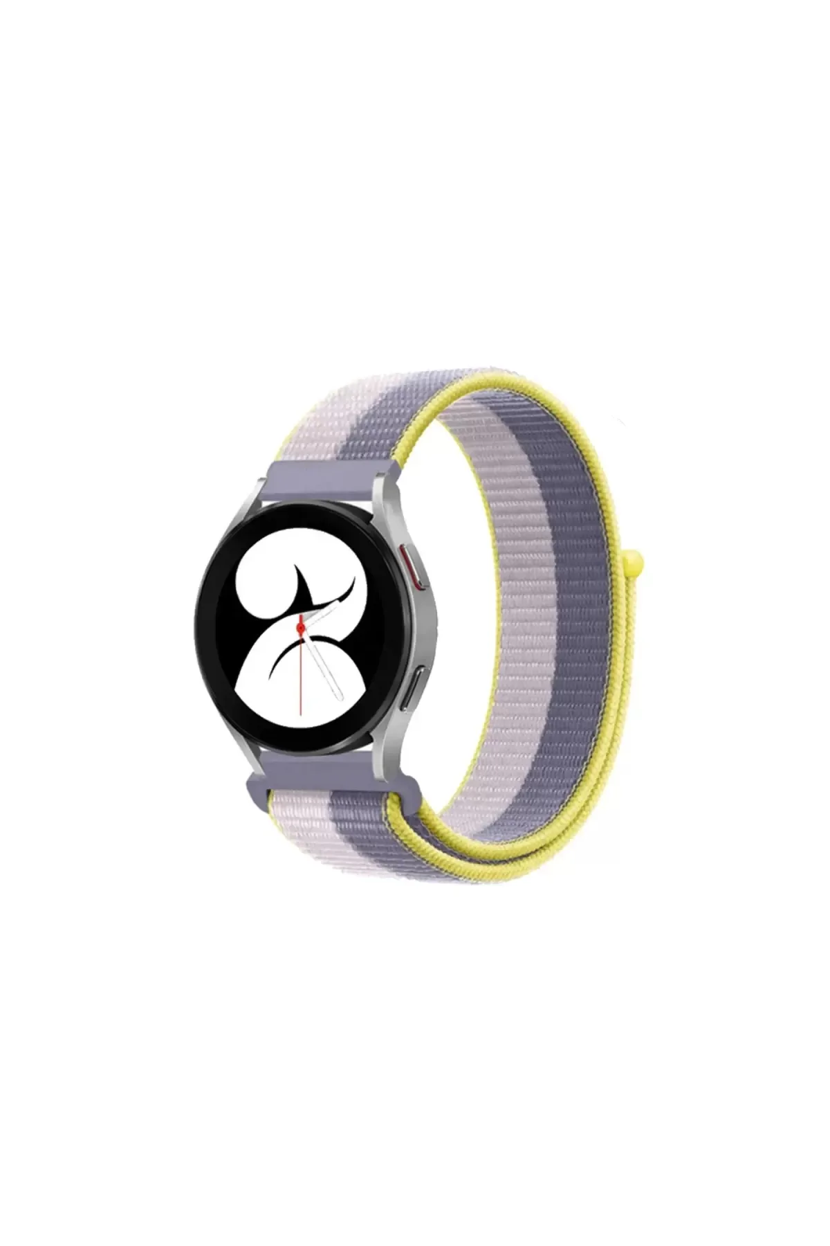 Newface Samsung Galaxy Watch 4 Hasırlı Cırtcırtlı Kordon - Gri-Beyaz