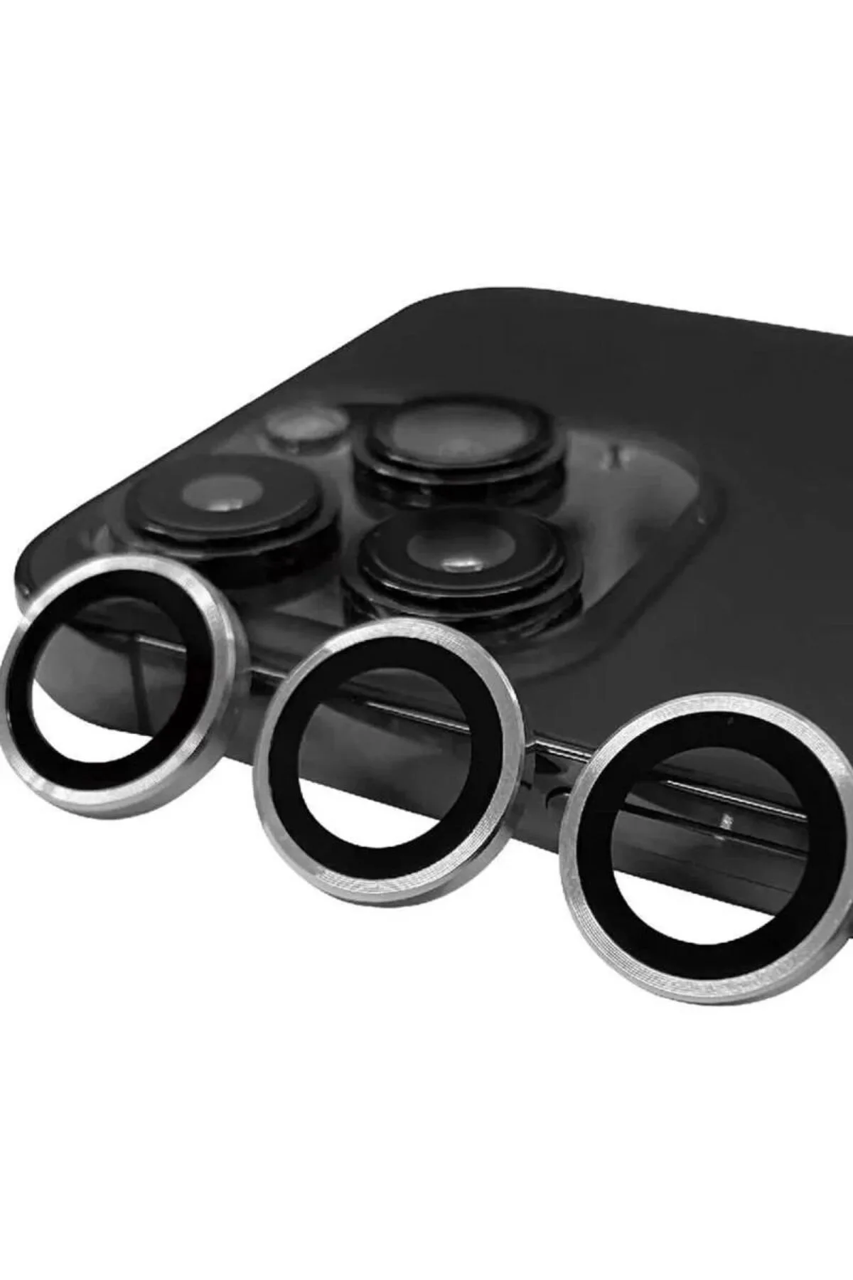 Apple iPhone 15 Pro Max Raze Metal Kamera Lens - Gümüş